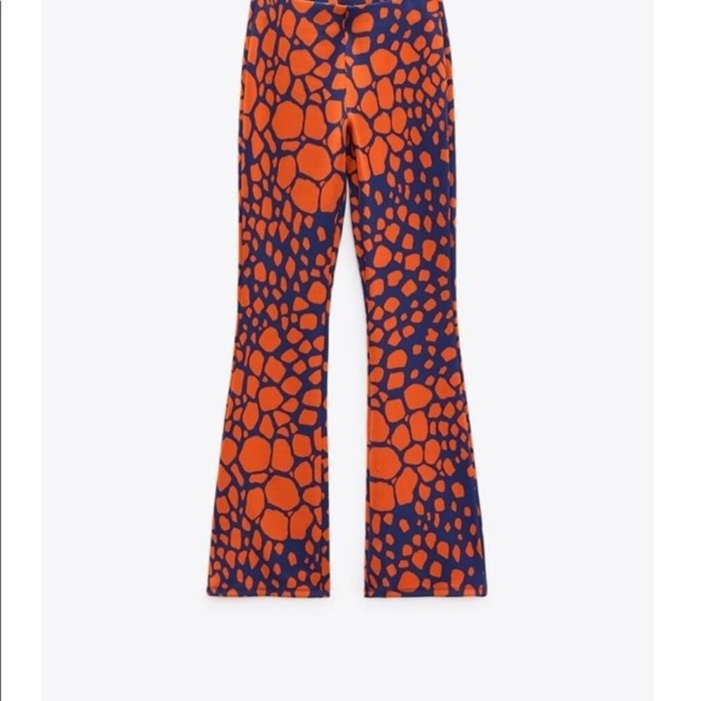ZARA PRINTED FLARED PANTS - Picture 3 of 12
